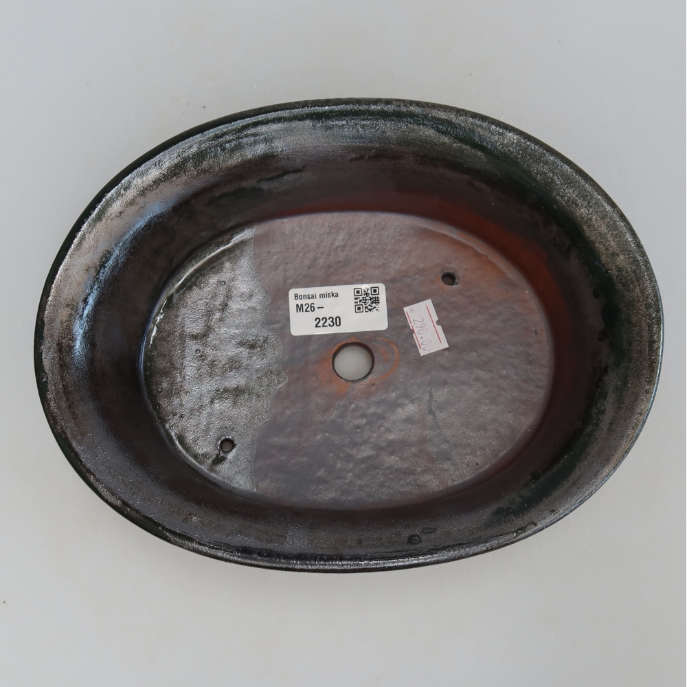 Vaso da bonsai in ceramica 22 x 17,5 x 6,5 cm, colore verde metallizzato