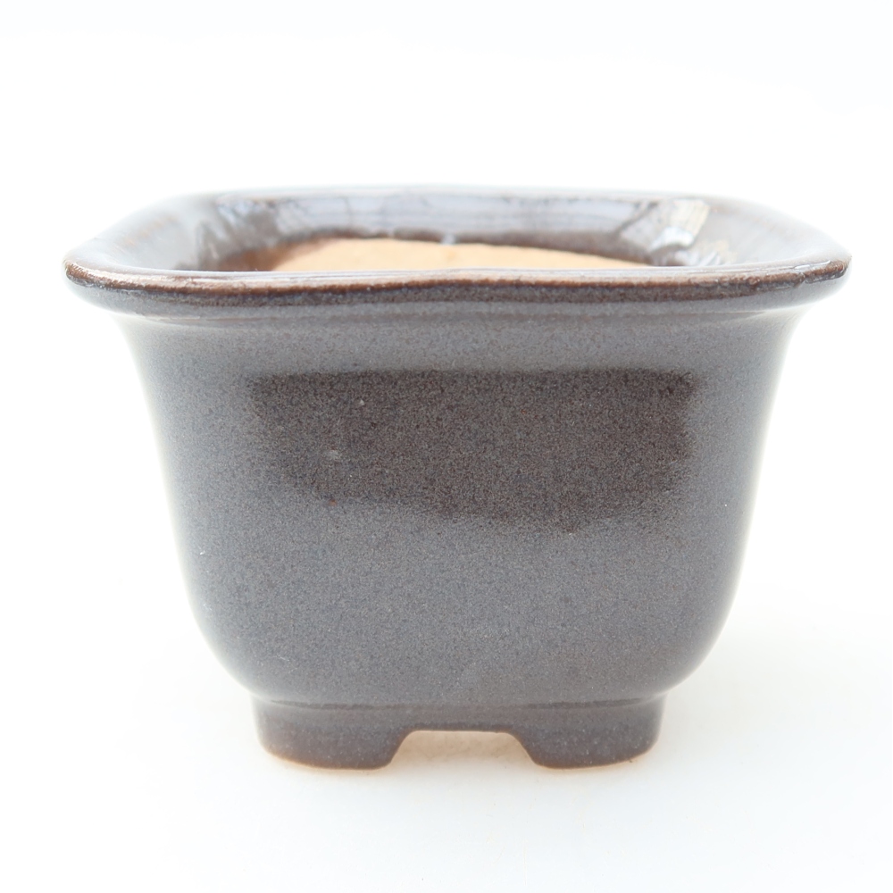 Vaso da bonsai in ceramica 6,5 x 6,5 x 5 cm, colore grigio