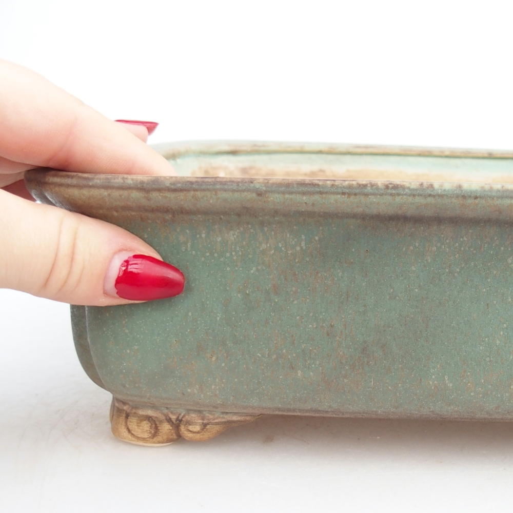 Ciotola per bonsai in ceramica 25 x 20 x 7,5 cm, verde