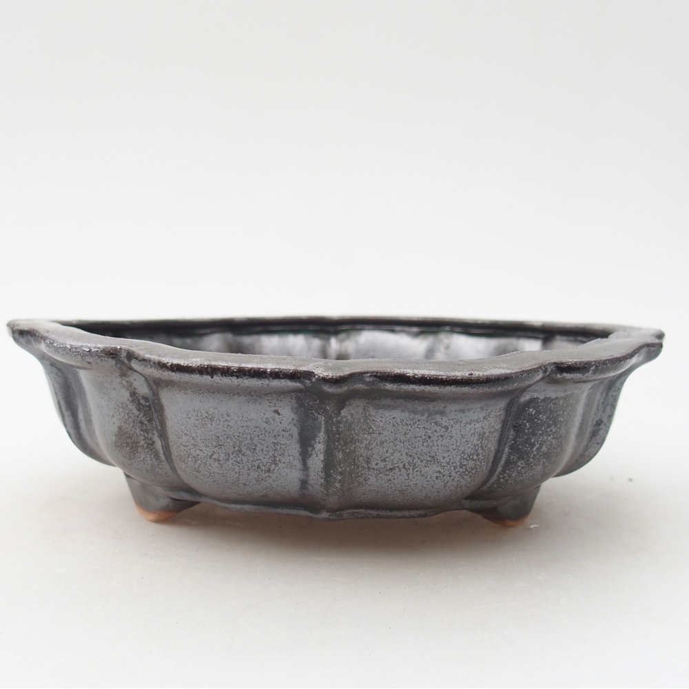 Ciotola bonsai in ceramica 18 x 18 x 5 cm, verde metallizzato