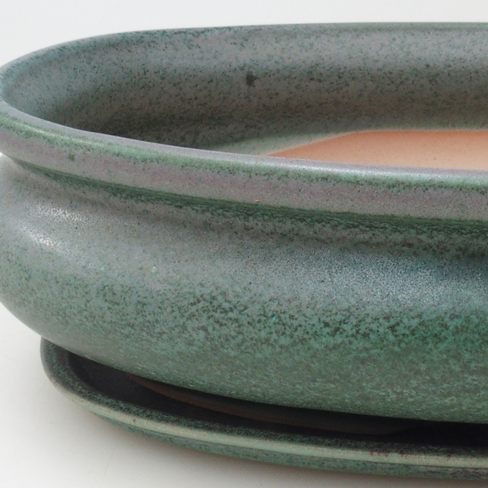 Ciotola bonsai + piattino H15 - 25,5x17,5x6 cm - verde