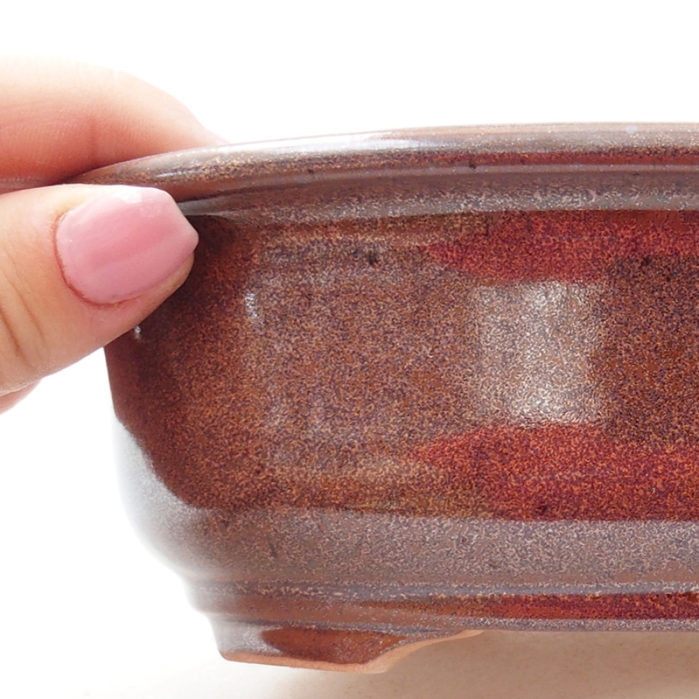 Ciotola per bonsai in ceramica 18 x 14,5 x 6 cm, marrone