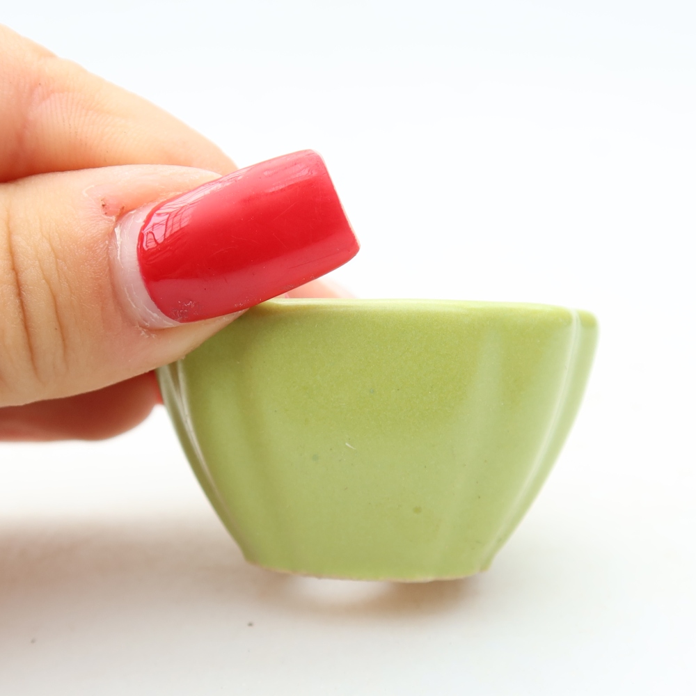 Ciotola per bonsai in ceramica 4,5 x 4,5 x 2,5 cm, verde