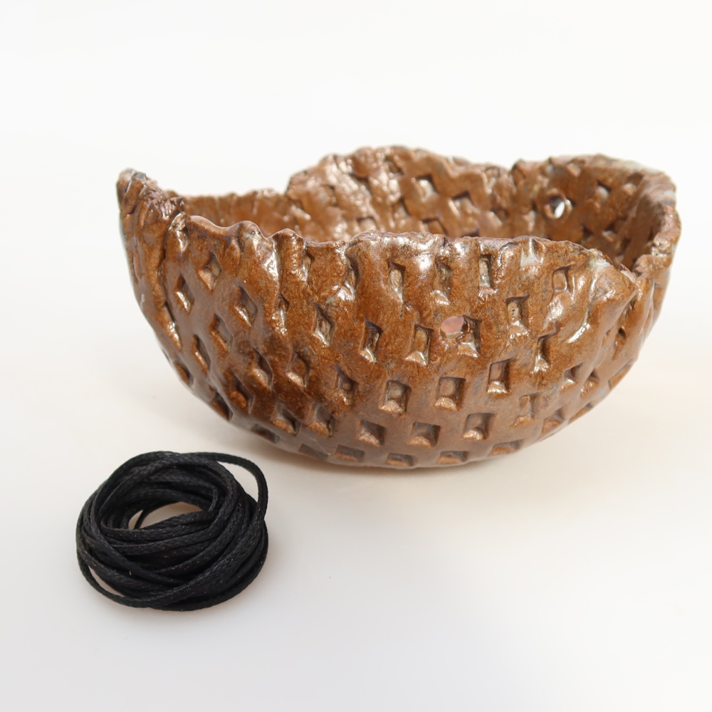 Contenitore in ceramica per Kokedama 12,5 x 11,5 x 7 cm, colore marrone