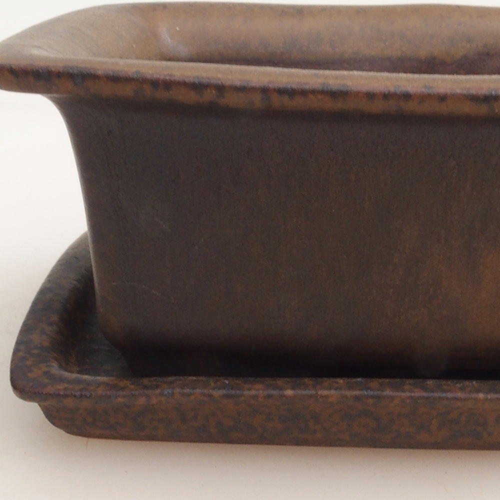 Ciotola bonsai + piattino H11 - 11,5 x 10 x 4 cm - marrone