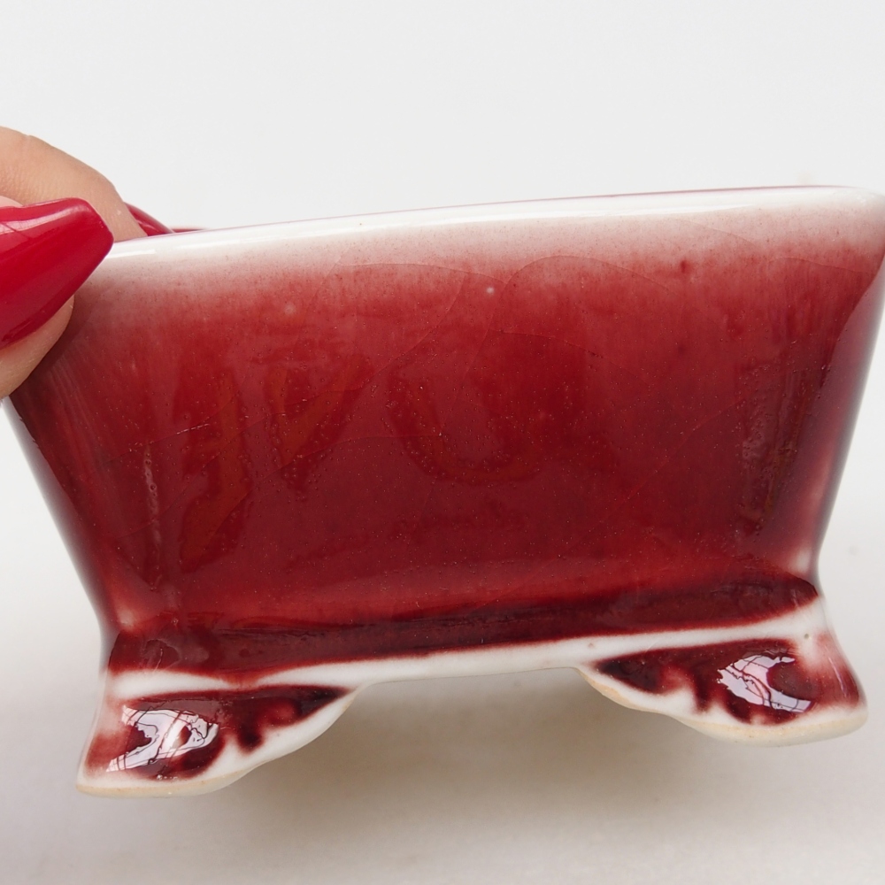Ciotola per bonsai in ceramica 9,5 x 9,5 x 5 cm, colore rosso