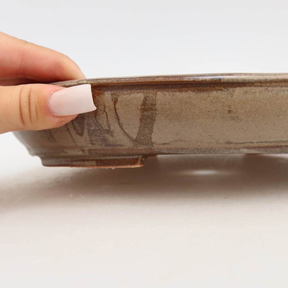 Ciotola per bonsai in ceramica 24,5 x 20 x 4 cm, marrone