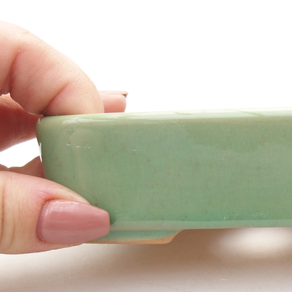 Ciotola per bonsai in ceramica 12,5 x 9 x 3,5 cm, verde