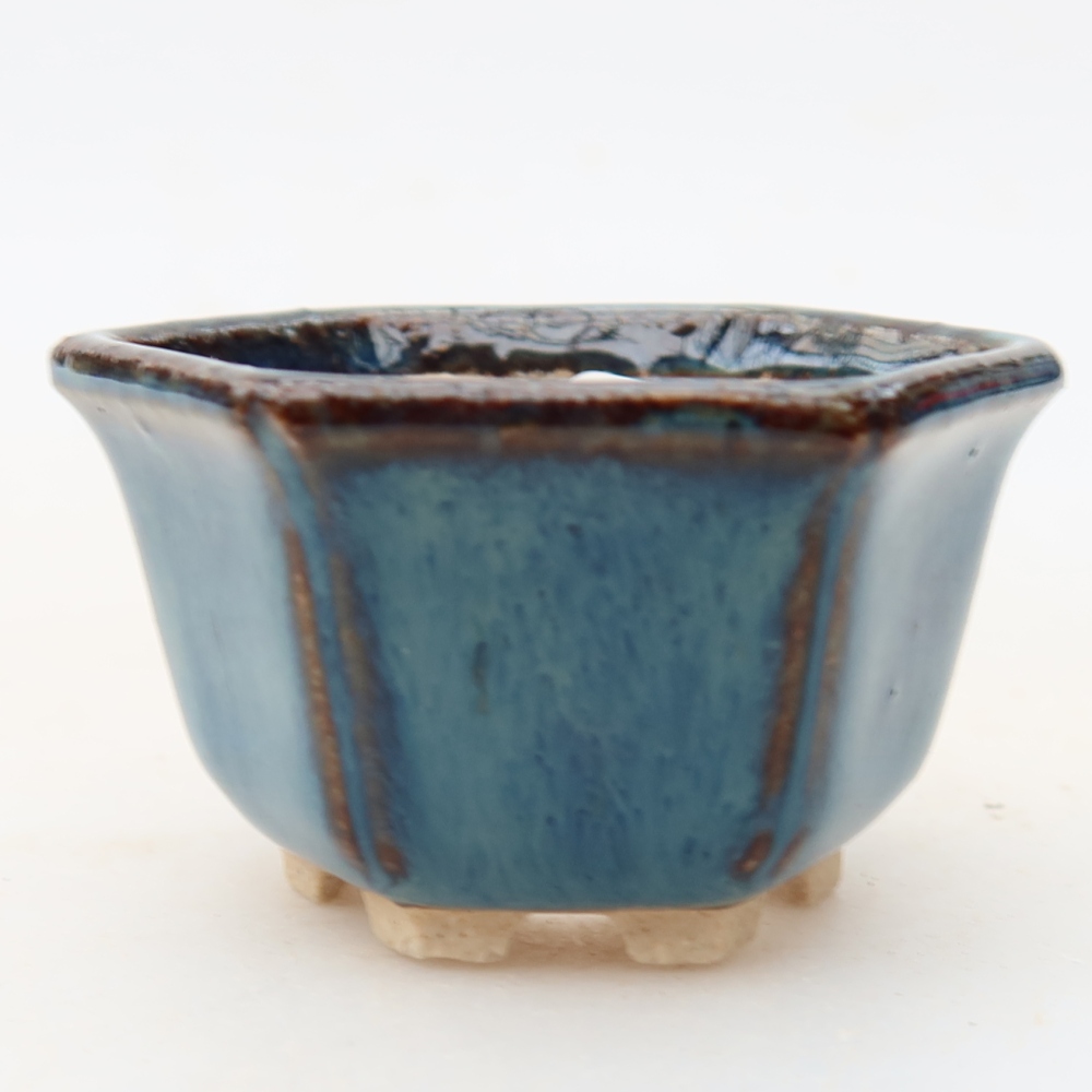 Vaso da bonsai in ceramica 5,5 x 5 x 3 cm, colore blu