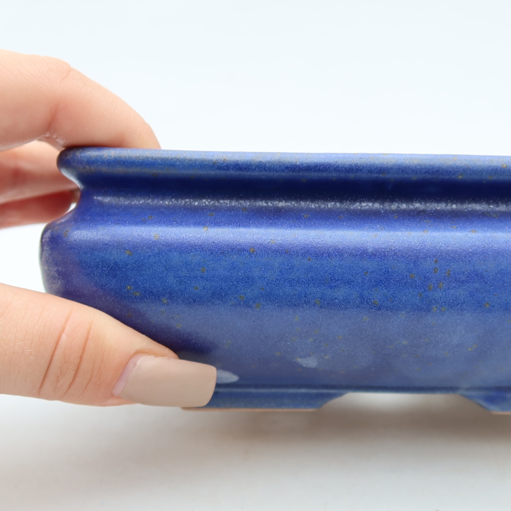Vaso da bonsai in ceramica 15,5 x 15,5 x 6 cm, colore blu