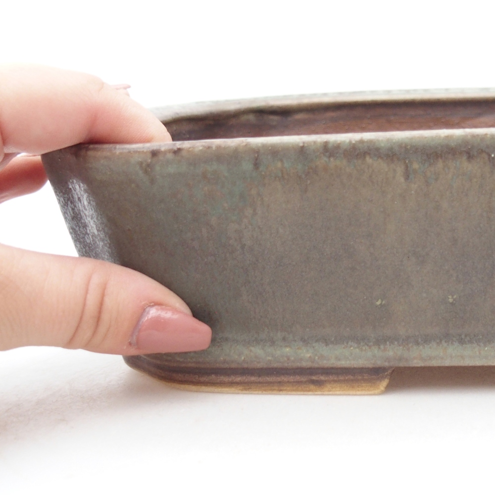 Ciotola per bonsai in ceramica 25 x 21,5 x 6,5 cm, verde