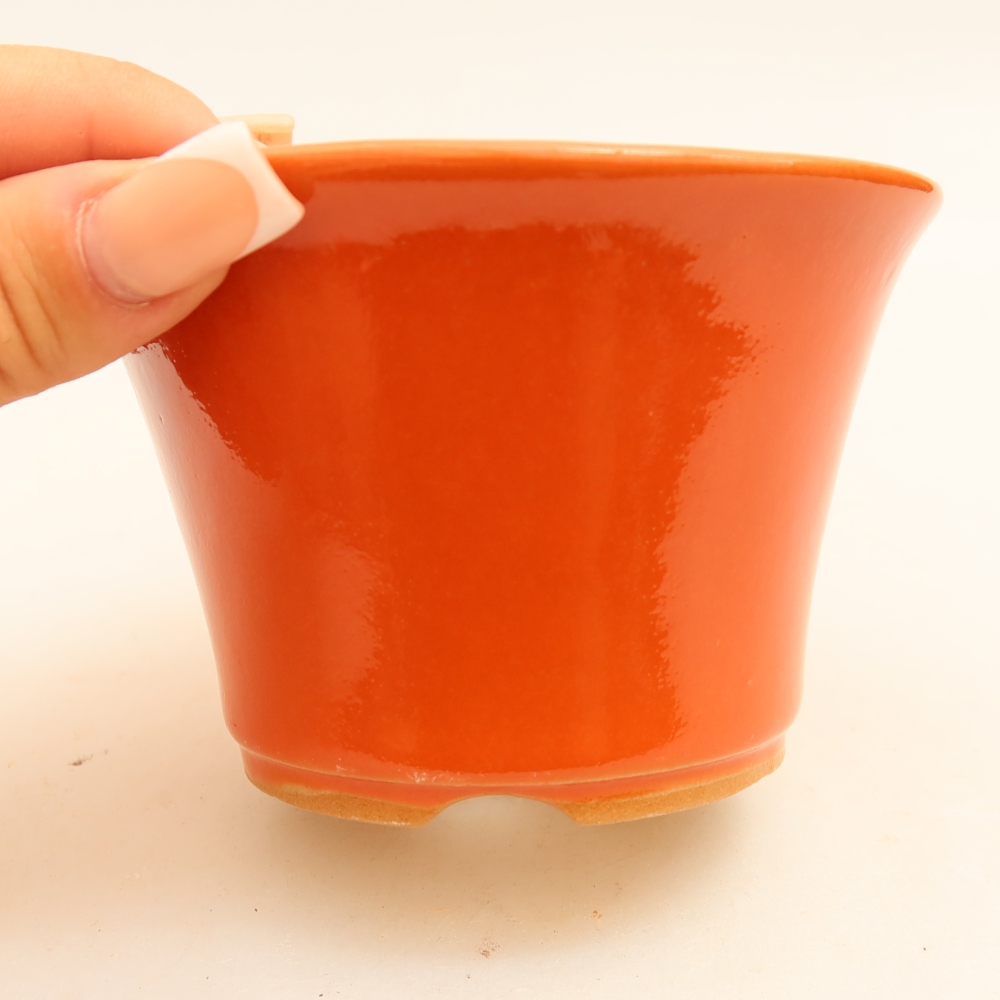 Vaso da bonsai in ceramica 11 x 11 x 7 cm, colore arancione