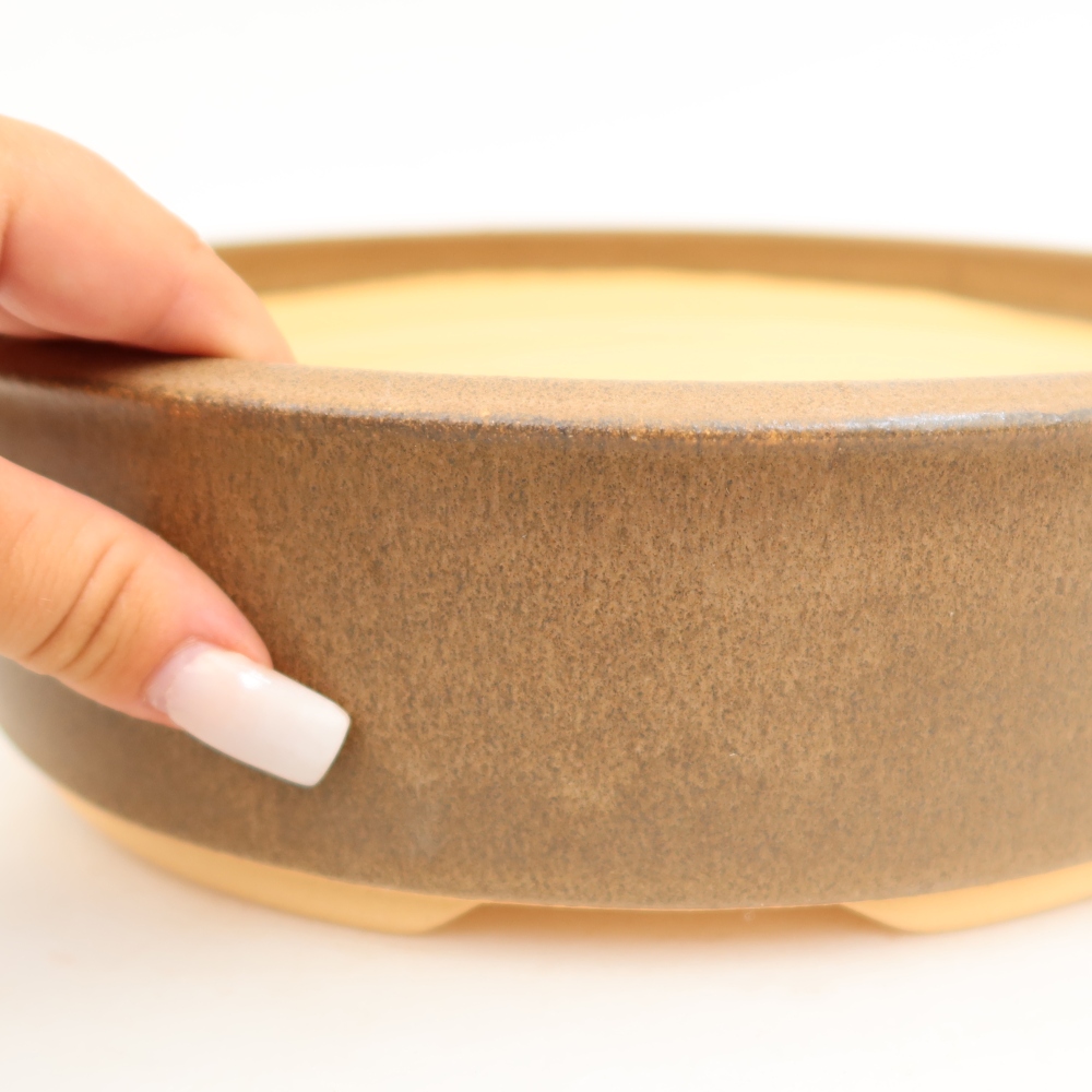 Vaso da bonsai in ceramica 26 x 26 x 7 cm, colore marrone