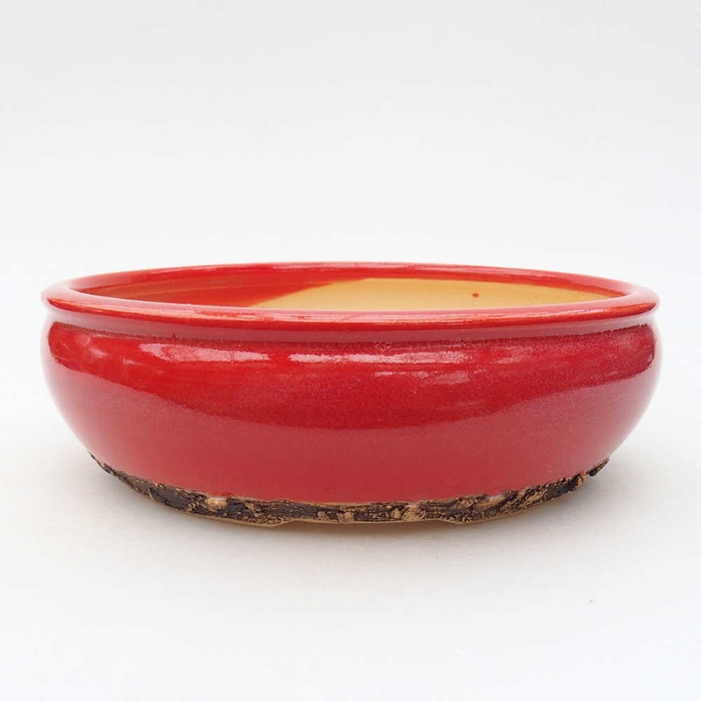 Ciotola per bonsai in ceramica 18,5 x 18,5 x 6 cm, colore rosso