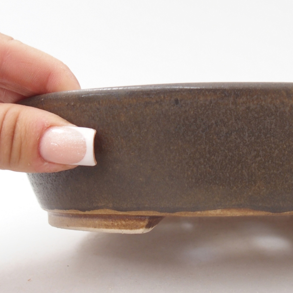 Ciotola per bonsai in ceramica 18,5 x 16,5 x 4,5 cm, marrone