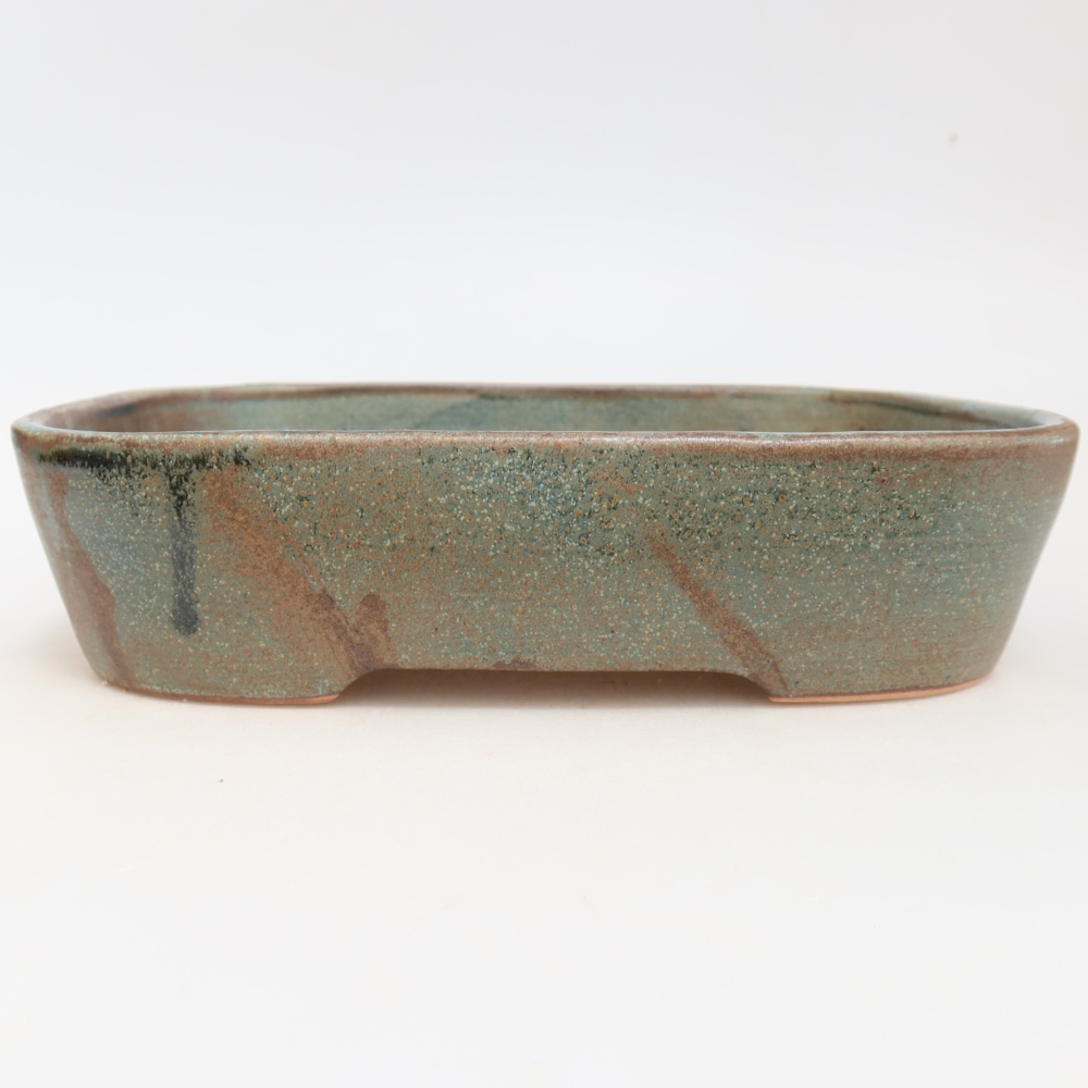 Vaso da bonsai in ceramica 23 x 18 x 5,5 cm, colore verde-marrone