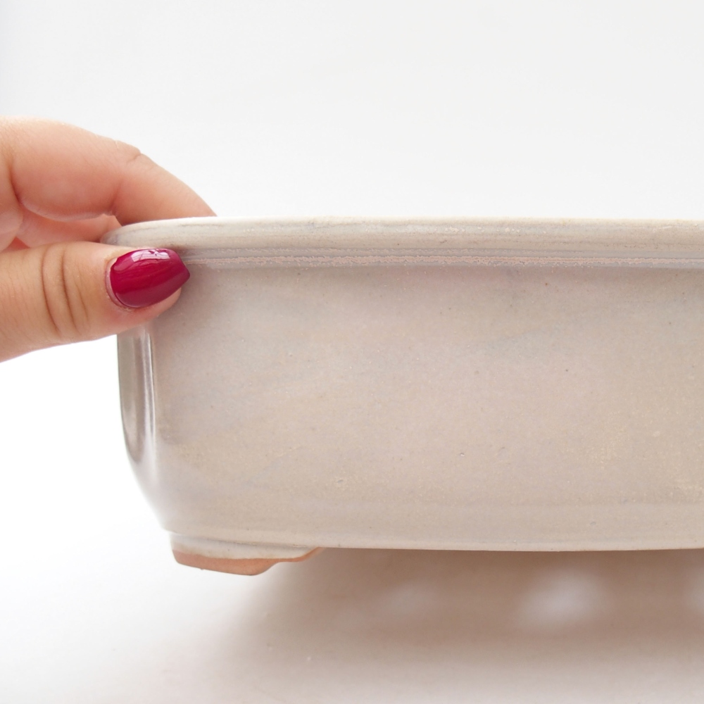 Ciotola per bonsai in ceramica 24,5 x 21 x 7 cm, colore beige