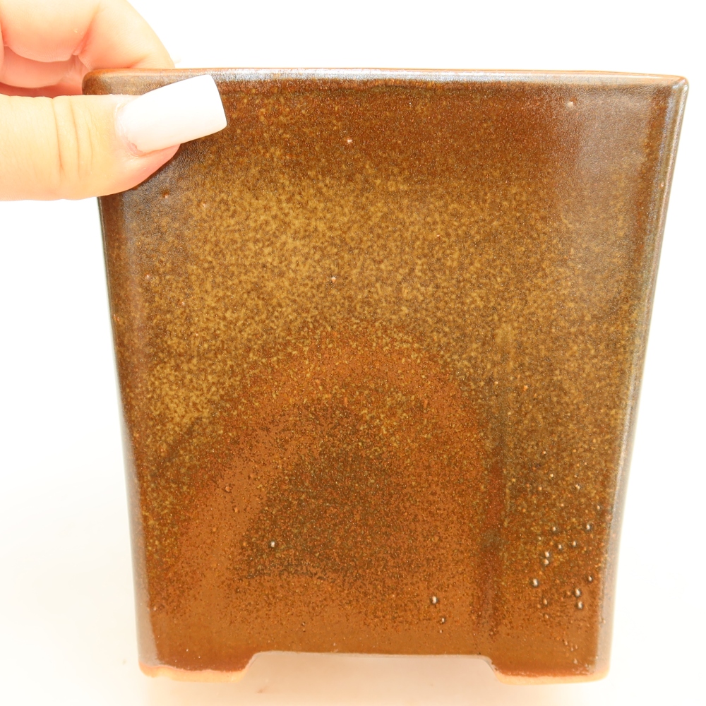 Vaso da bonsai in ceramica 13 x 13 x 14 cm, colore marrone