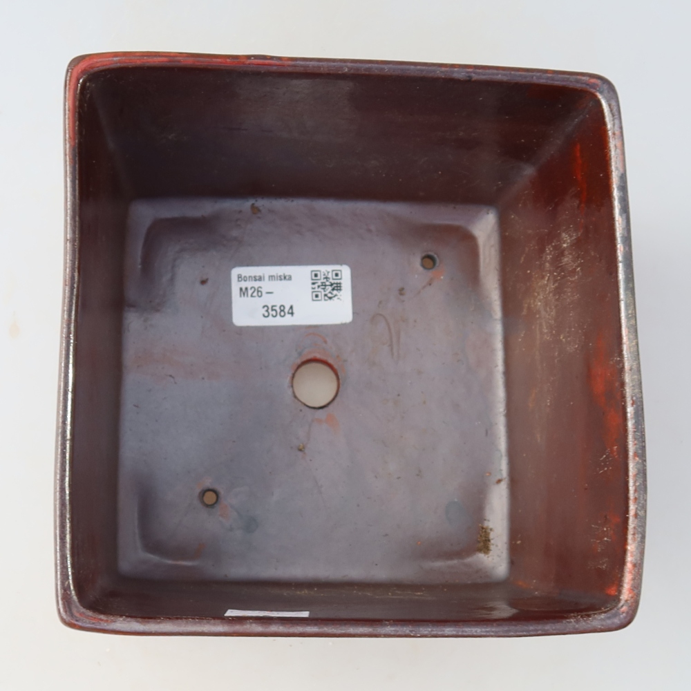 Vaso da bonsai in ceramica 15,5 x 15,5 x 11 cm, colore rosso
