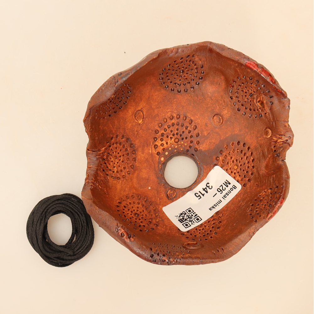 Contenitore in ceramica per Kokedama 10 x 10 x 6,5 cm, colore marrone