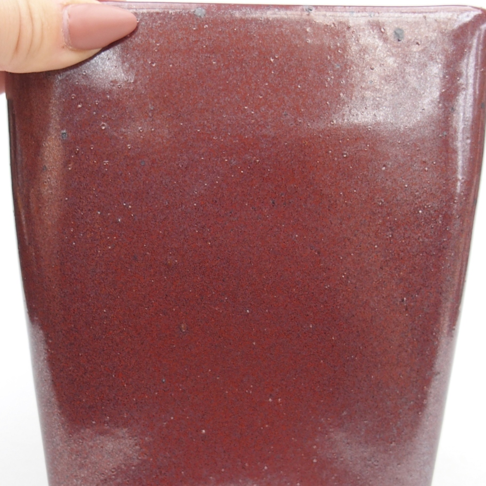 Ciotola bonsai in ceramica 13,5 x 13,5 x 15 cm, colore bordeaux