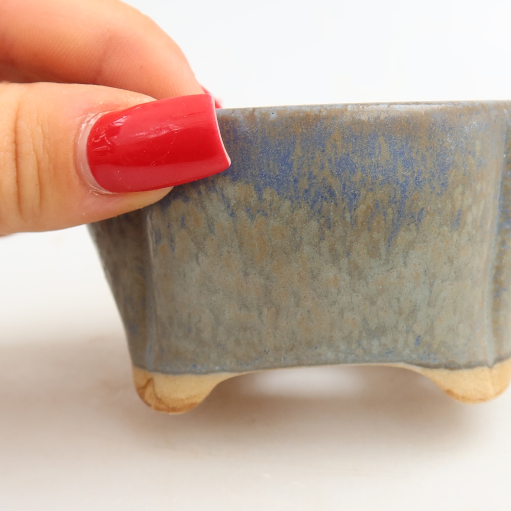 Vaso da bonsai in ceramica 8 x 7 x 4 cm, colore blu