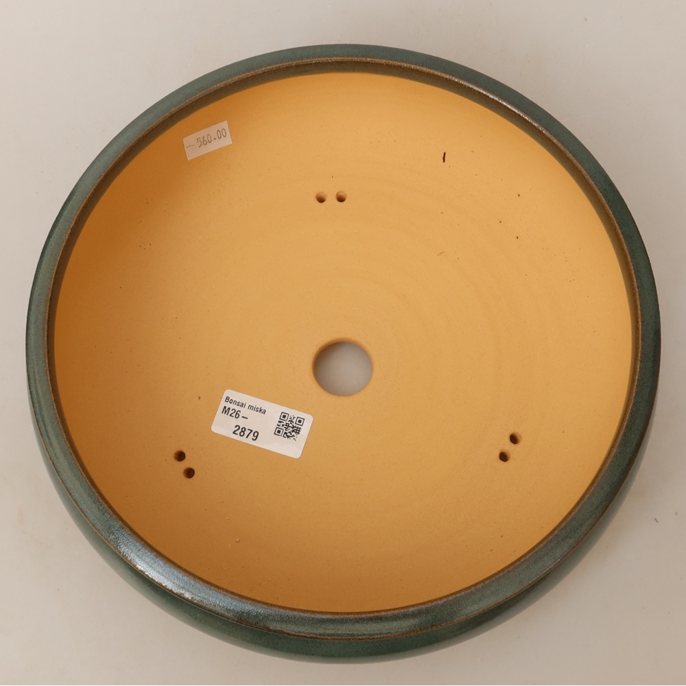 Vaso in ceramica per bonsai 24 x 24 x 7,5 cm, colore verde
