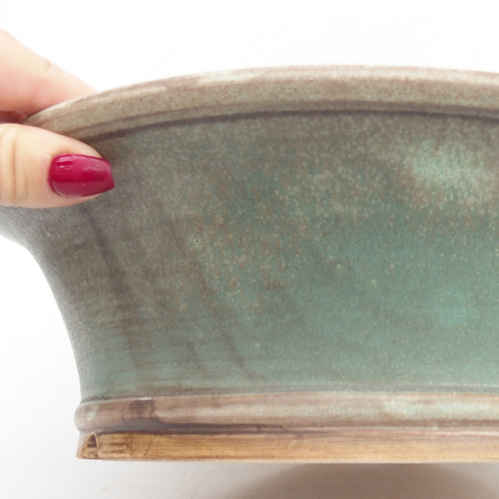 Ciotola per bonsai in ceramica 24,5 x 28,5 x 8,5 cm, verde