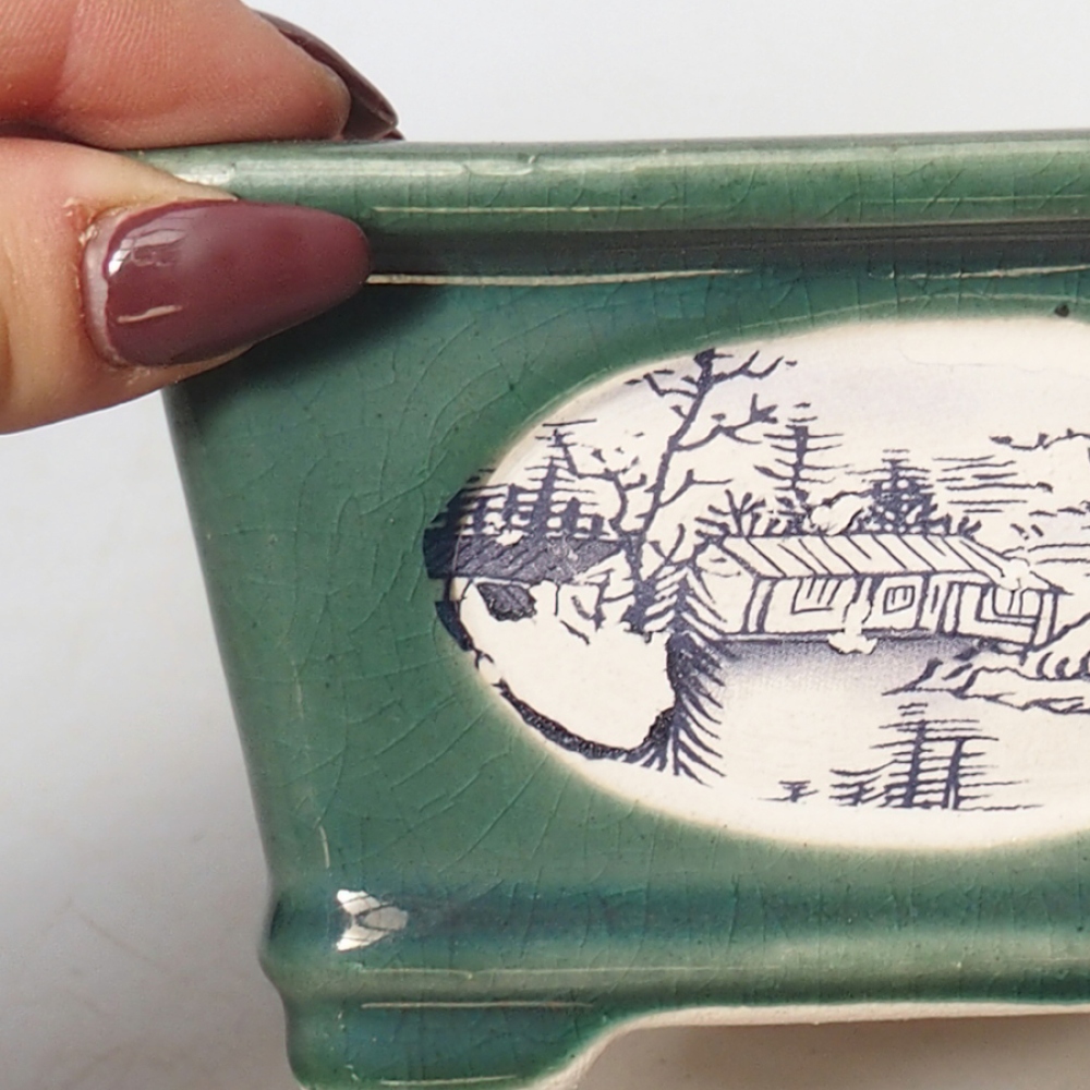 Ciotola bonsai in ceramica 13 x 13 x 7 cm, verde