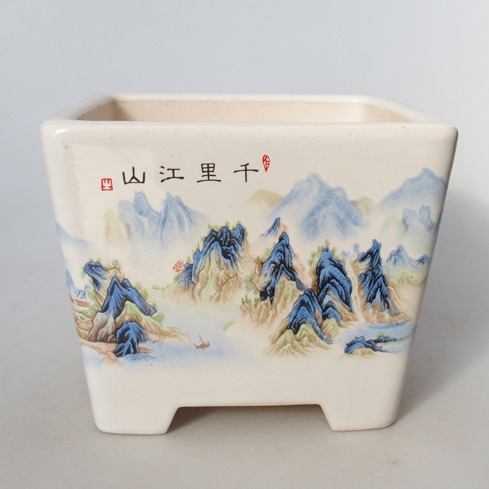 Ciotola bonsai in ceramica 14 x 14 x 11 cm, colore bianco