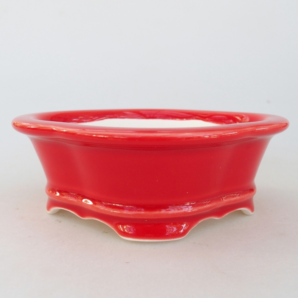Ciotola per bonsai in ceramica 13 x 12 x 5 cm, colore rosso