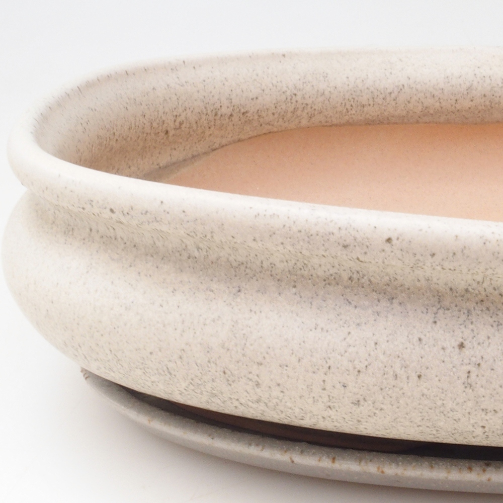 Ciotola bonsai + piattino H15 - 25,5x17,5x6 cm - beige