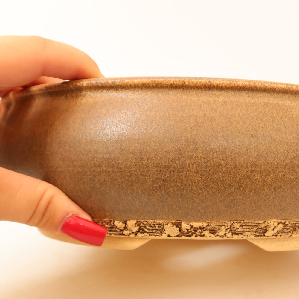 Vaso da bonsai in ceramica 24 x 24 x 7,5 cm, colore marrone