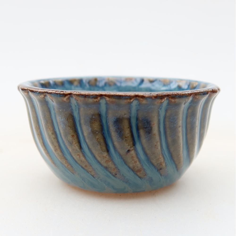 Vaso da bonsai in ceramica 5,5 x 5,5 x 3 cm, colore blu