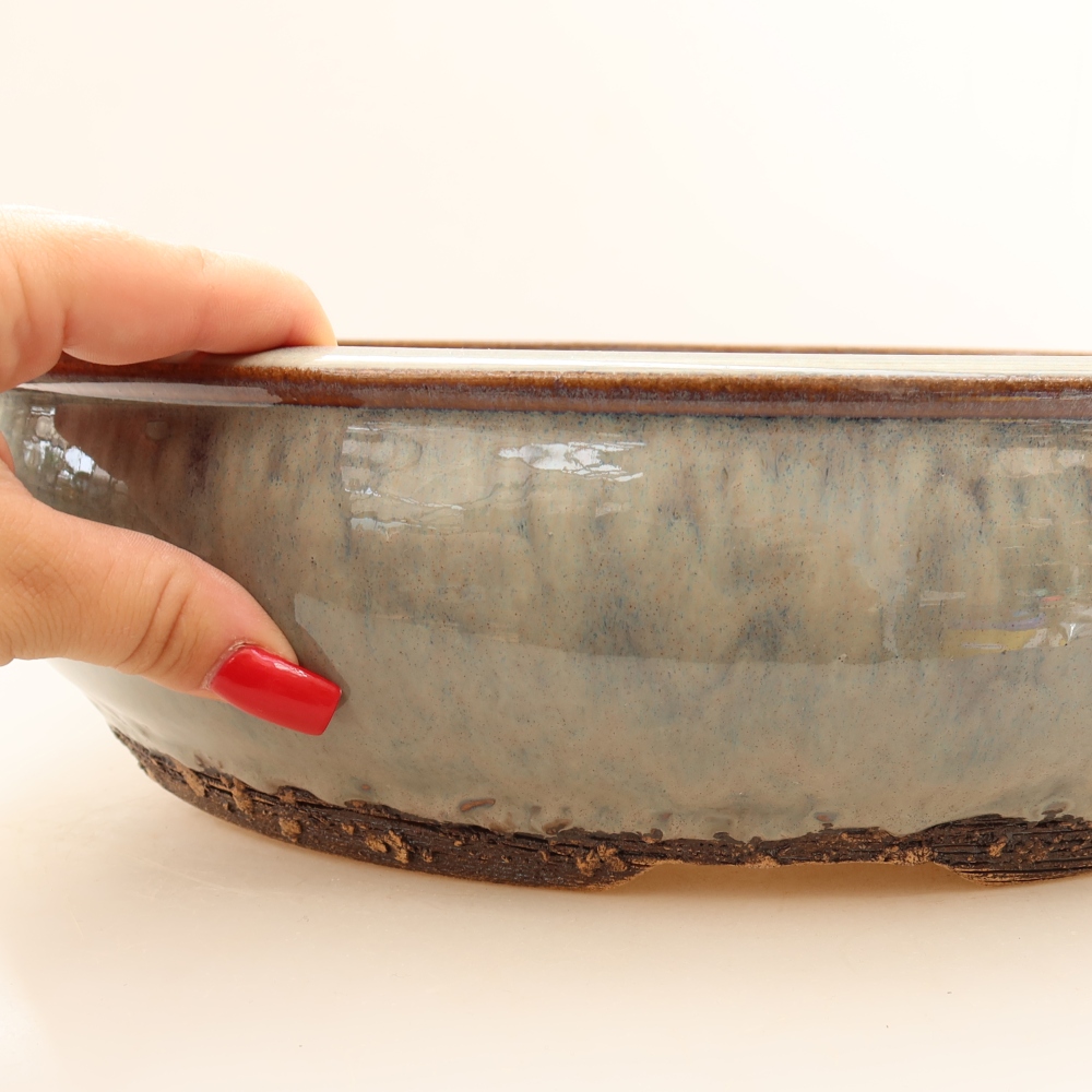 Vaso da bonsai in ceramica 33 x 33 x 9 cm, colore grigio - SOLO RITIRO IN NEGOZIO o spedizione su pallet