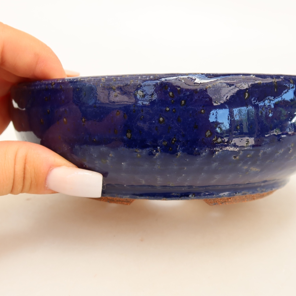 Vaso da bonsai in ceramica 15,5 x 15,5 x 5 cm, colore blu