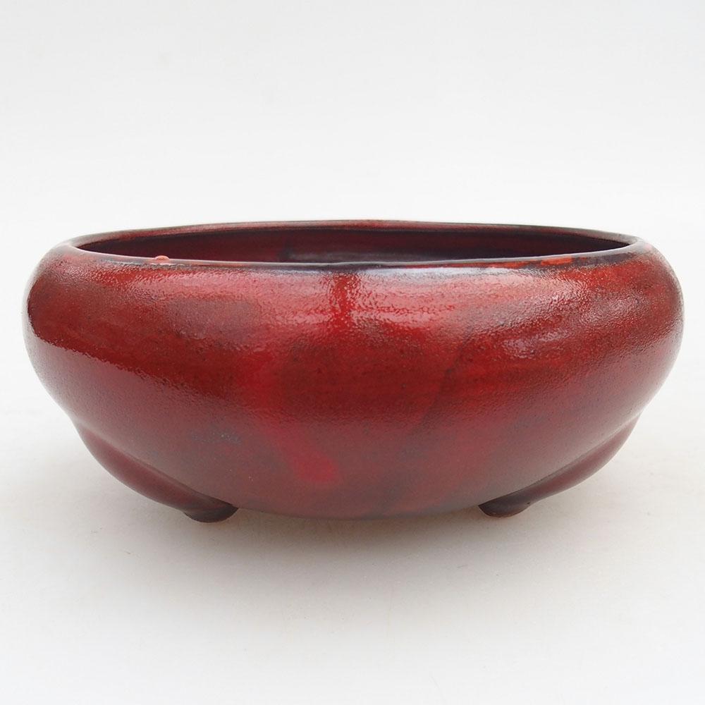 Ciotola per bonsai in ceramica 14 x 14 x 6,5 cm, colore rosso