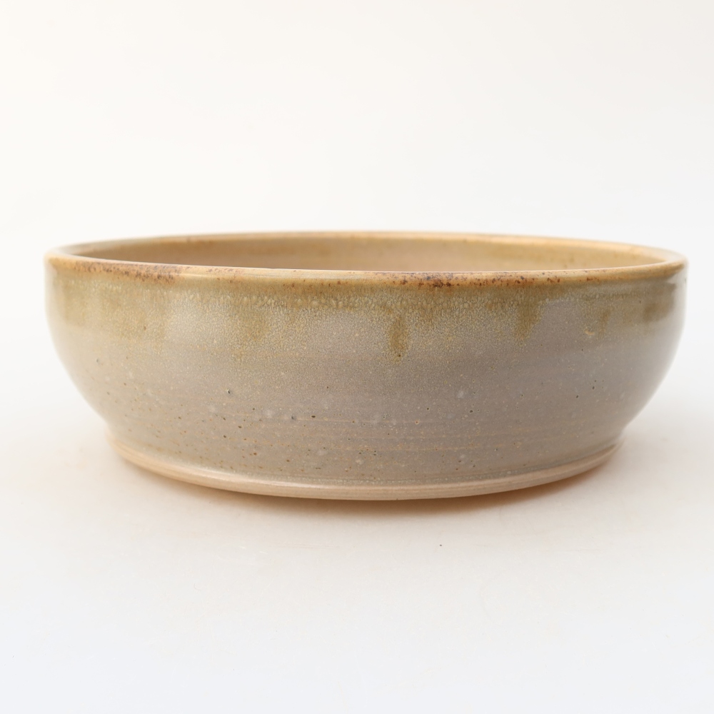 Vaso da bonsai in ceramica 17,5 x 17,5 x 5,5 cm, colore beige
