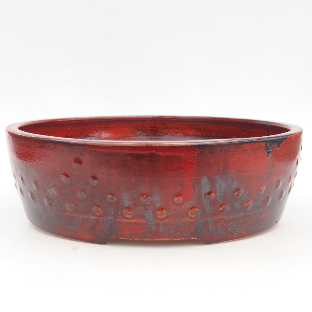 Ciotola per bonsai in ceramica 24,5 x 24,5 x 7 cm, colore rosso