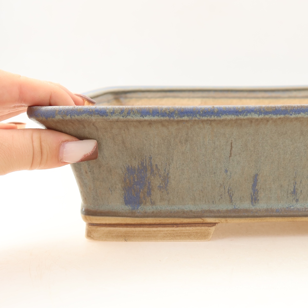 Vaso da bonsai in ceramica 29,5 x 24,5 x 8 cm, colore blu