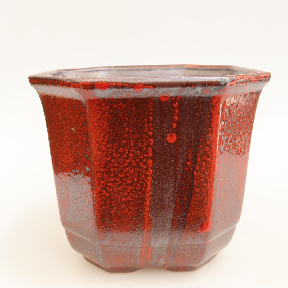 Vaso da bonsai in ceramica 17,5 x 17,5 x 15,5 cm, colore rosso
