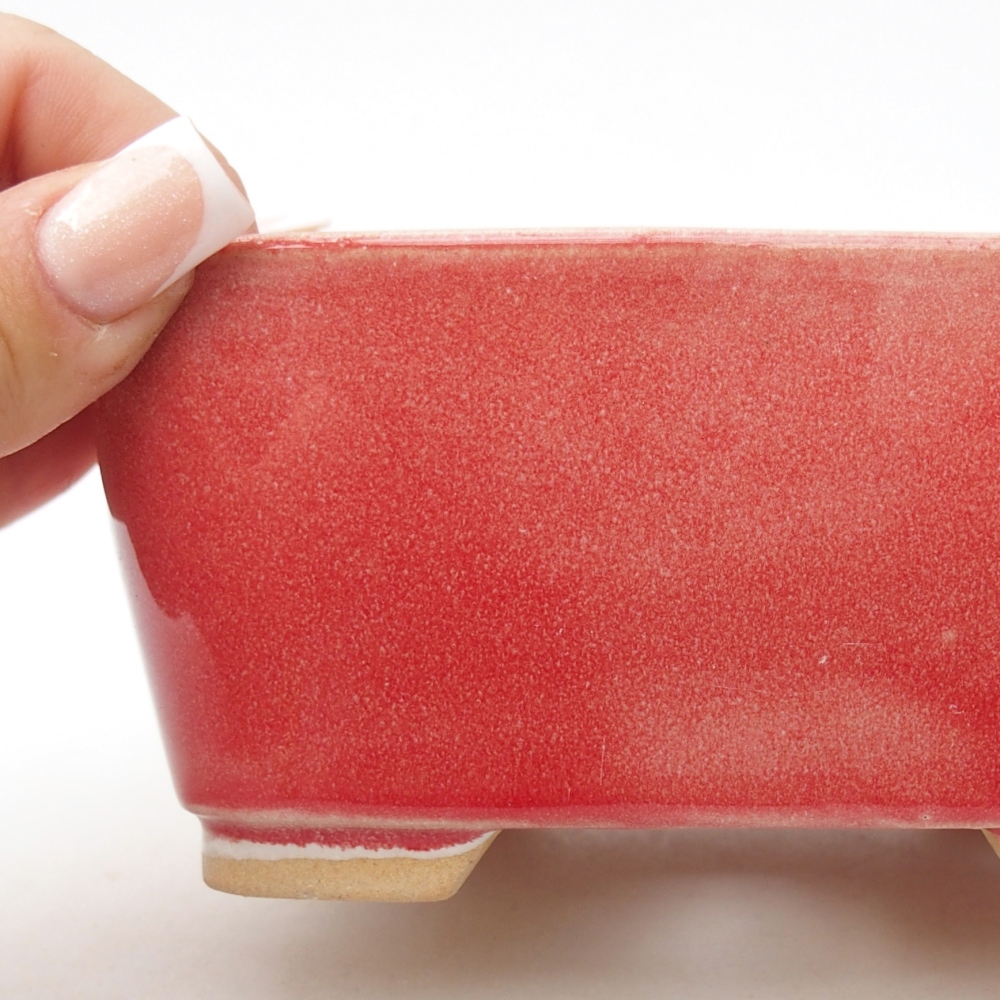 Ciotola per bonsai in ceramica 13,5 x 10,5 x 6 cm, colore rosso