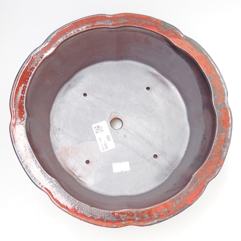 Ciotola per bonsai in ceramica 26,5 x 26,5 x 8 cm, colore rosso