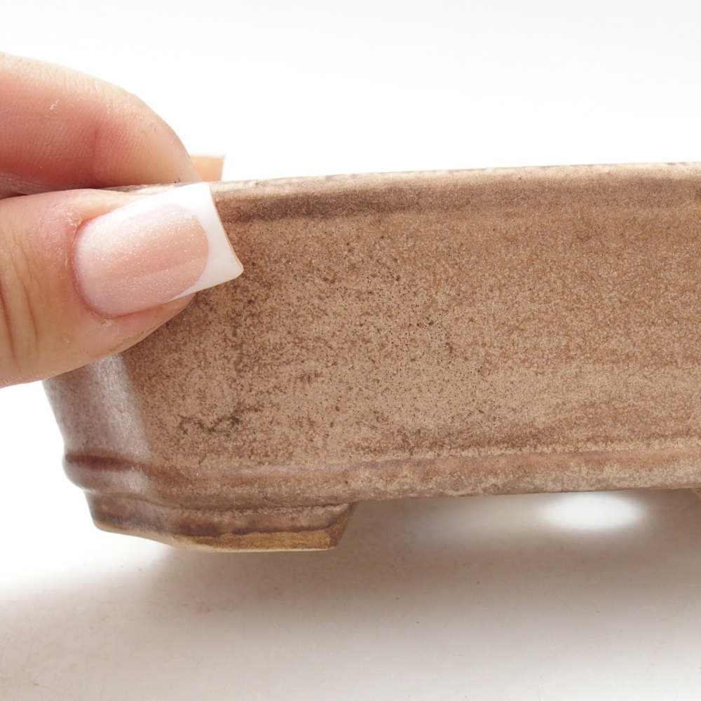 Ciotola per bonsai in ceramica 14 x 12 x 4,5 cm, colore beige