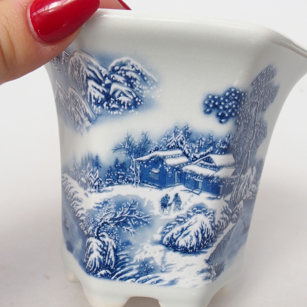 Ciotola per bonsai in ceramica 10 x 9 x 9 cm, colore bianco