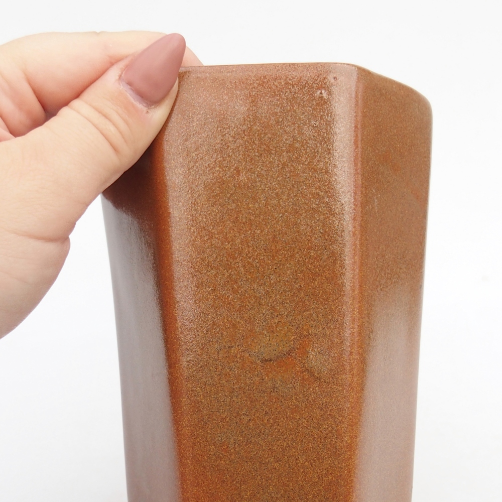 Ciotola per bonsai in ceramica 10 x 8,5 x 14,5 cm, marrone