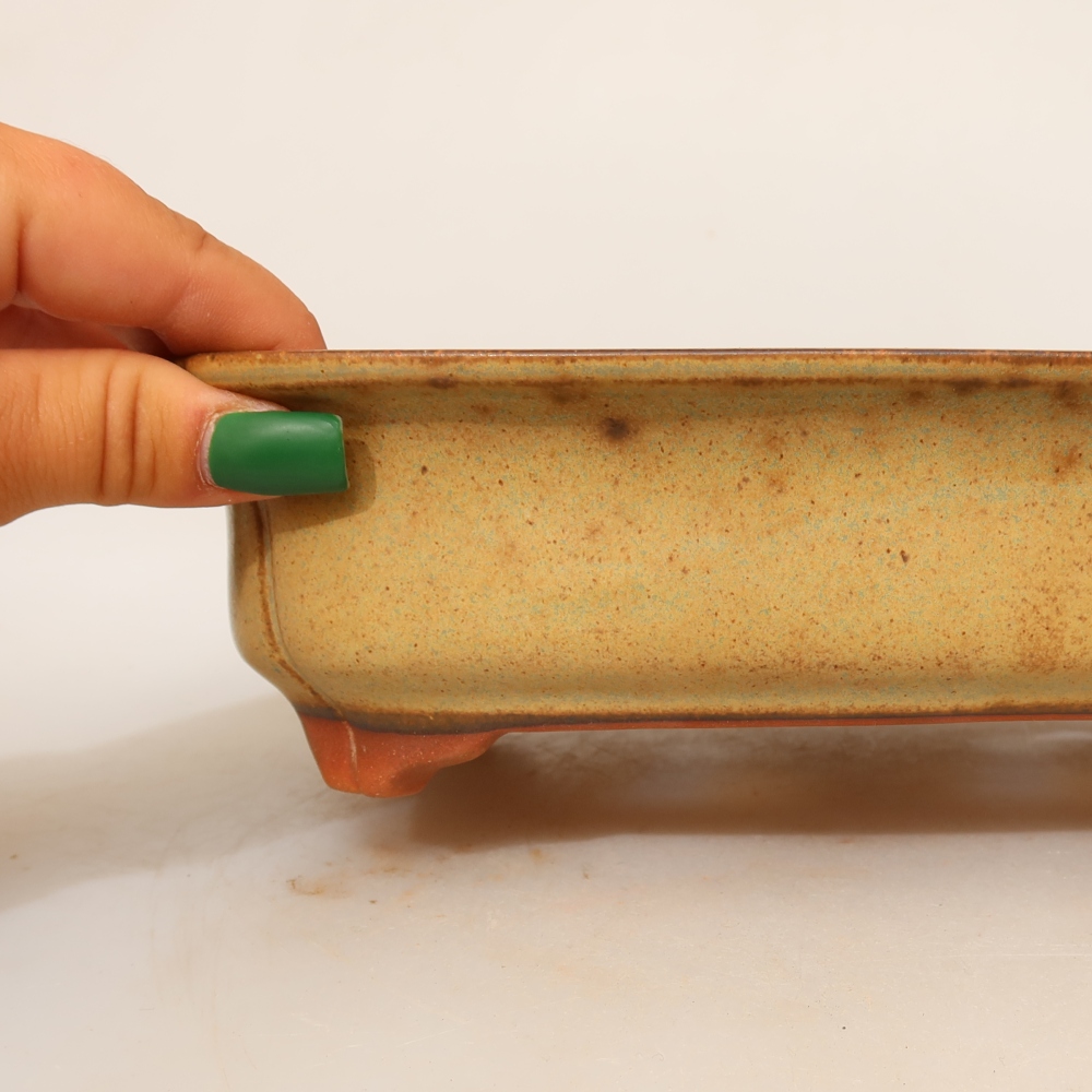 Ciotola in ceramica  24 x 17 x 6 cm, colore verde-beige