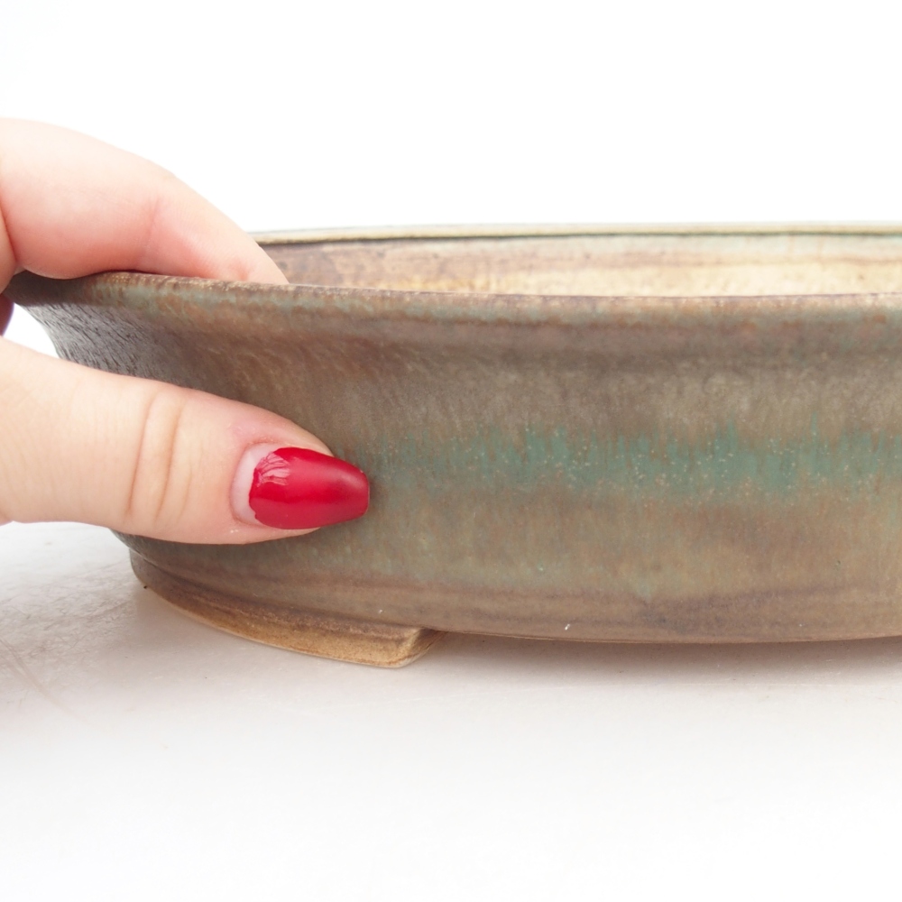 Ciotola per bonsai in ceramica 26,5 x 24 x 5,5 cm, verde