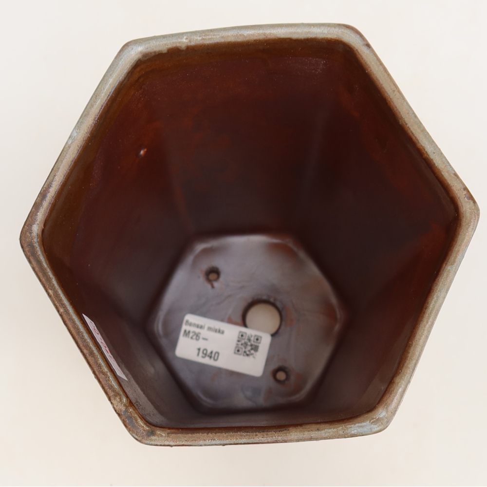 Vaso da bonsai in ceramica 13 x 12 x 17 cm, colore marrone-blu