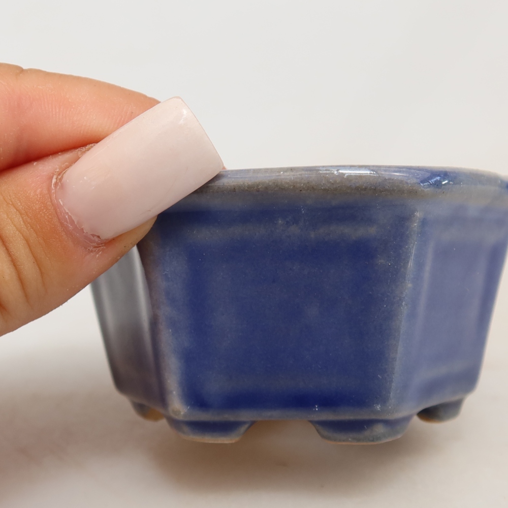 Ciotola per bonsai in ceramica 7,5 x 7 x 4 cm, colore blu